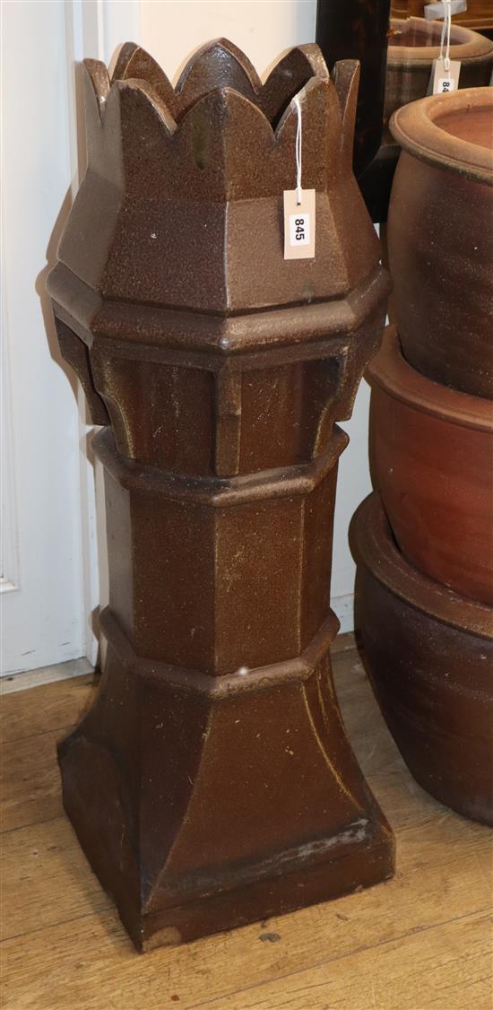 A Victorian pottery chimney pot H.105cm